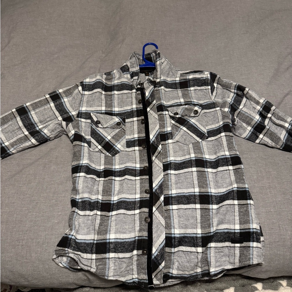 Buckle Gray and Black Plaid Casual Button Down Shirt